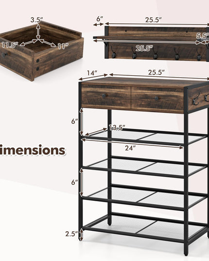 Giantex Coat Rack Shoe Stand Set