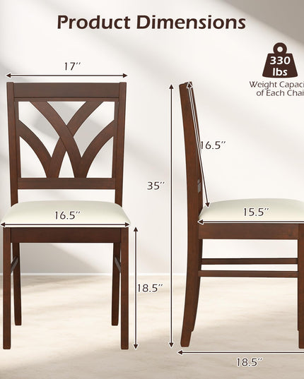 Giantex Chaises de salle à manger en bois, lot de 2 ou 4, chaises de cuisine rembourrées de style rustique