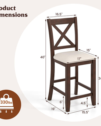 Giantex Farmhouse Counter Height Bar Stools with Footrest