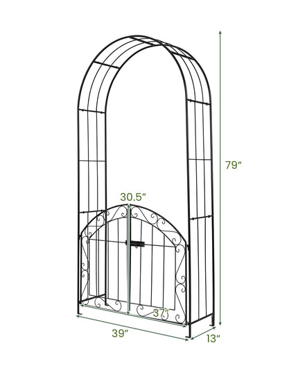 Giantex 79" H x 39" W Garden Arch with Gate & Safety Latch