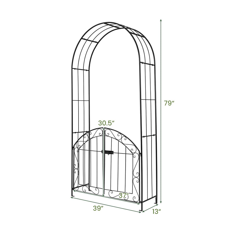 Giantex 79" H x 39" W Garden Arch with Gate & Safety Latch