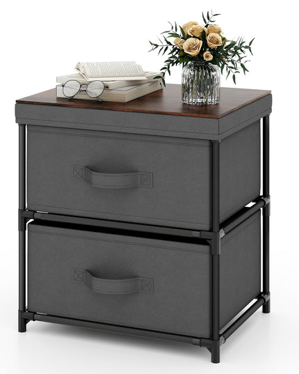 Giantex Nightstand Set of 2 with 2 Fabric Drawers