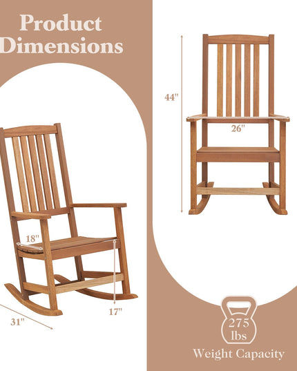 Giantex Outdoor Rocking Chair, High Back Patio Rocker