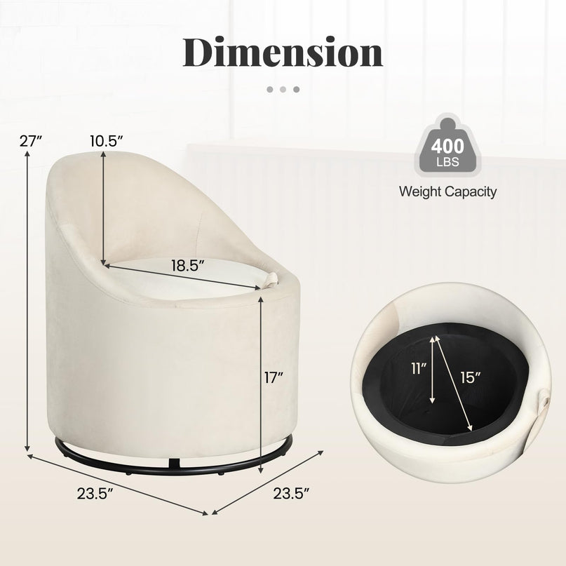 Giantex Swivel Accent Chair with Storage for Bedroom