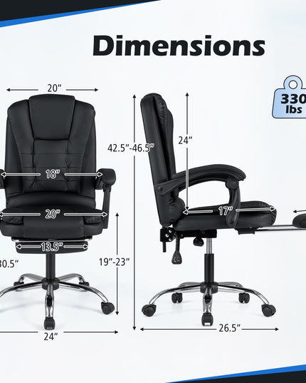 GIANTEX Massage Office Chair Comfy Desk Chair with Foot Rest