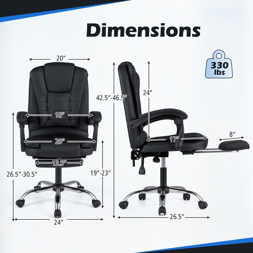 GIANTEX Massage Office Chair Comfy Desk Chair with Foot Rest