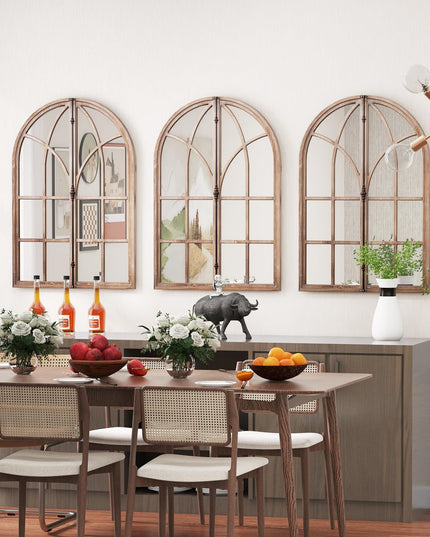 CHARMAID Farmhouse Arched Window Mirror - 34"x23" Arch Mirror Wall Decor