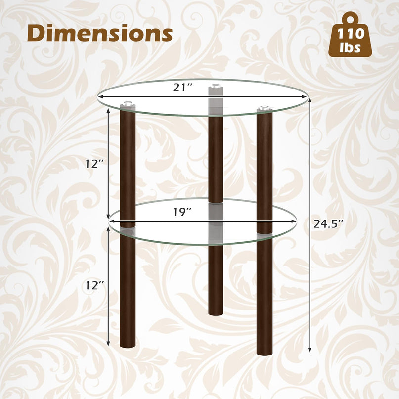Giantex Round End Table for Living Room Bedroom Home Office
