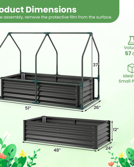 Giantex 4x2x3 FT Galvanized Raised Garden Bed with Greenhouse Cover