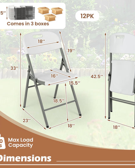 Giantex 4/8/12-Pack Plastic Folding Chairs, HDPE Waiting Room Chairs w/Metal Frame