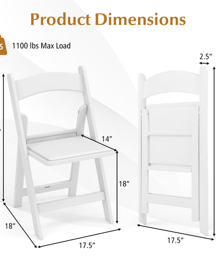 Giantex Folding Chairs with Padded Seat, All-Weather Resin Frame