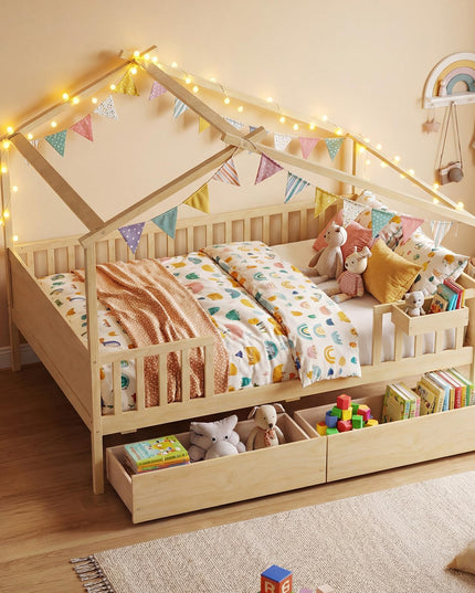 Lit de maison complet Giantex avec tiroirs pour enfants garçons filles