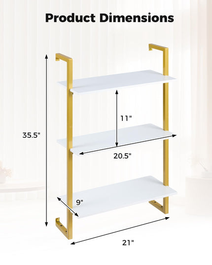Giantex 3-Tier Wall-Mounted Bookshelf with Metal Frame (1/2)