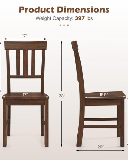 Giantex Wooden Armless Kitchen Chair with Slat Back & Contoured Seat (2/4)