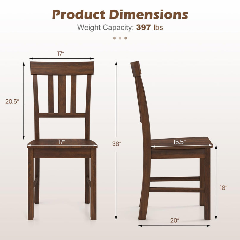 Giantex Wooden Armless Kitchen Chair with Slat Back & Contoured Seat (2/4)