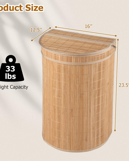 Giantex Bamboo Laundry Hamper with Zippered Lid