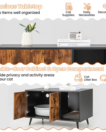 Giantex Cat Litter Box Enclosure, Hidden Cat Washroom Furniture