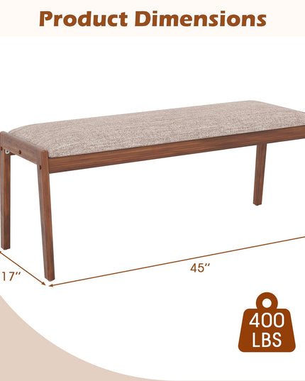 Giantex 45" Upholstered Entryway Bench with Rubber Wood Legs & Fabric Padded Seat