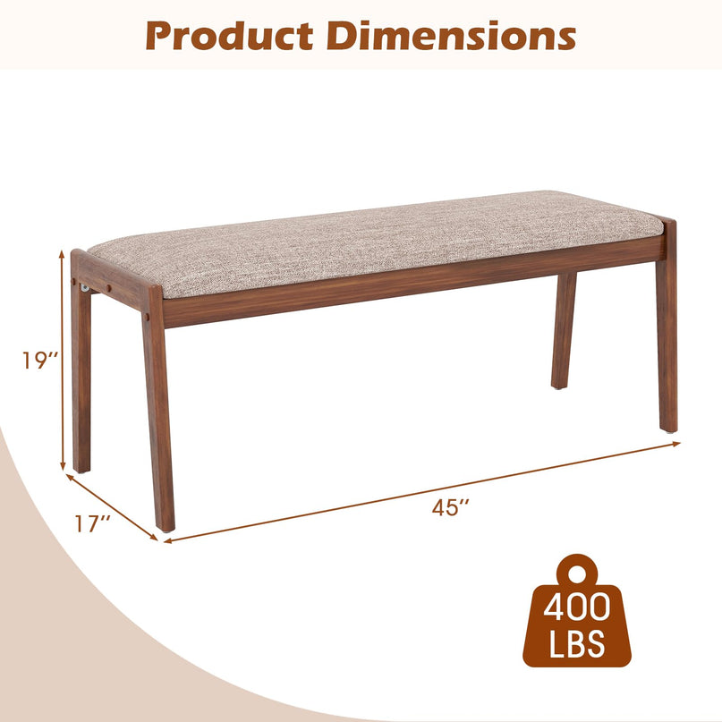Giantex 45" Upholstered Entryway Bench with Rubber Wood Legs & Fabric Padded Seat