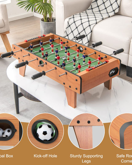 Giantex 27" Foosball Table, Easily Assemble Wooden Soccer Game Table Top w/ Footballs