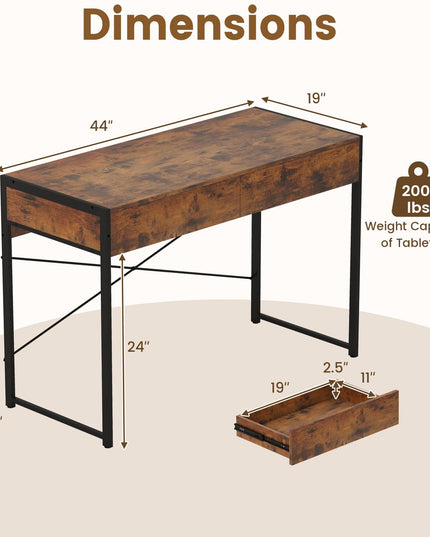 Giantex 44 Inch Home Office Desk with Anti-Toppling Device & Metal Frame