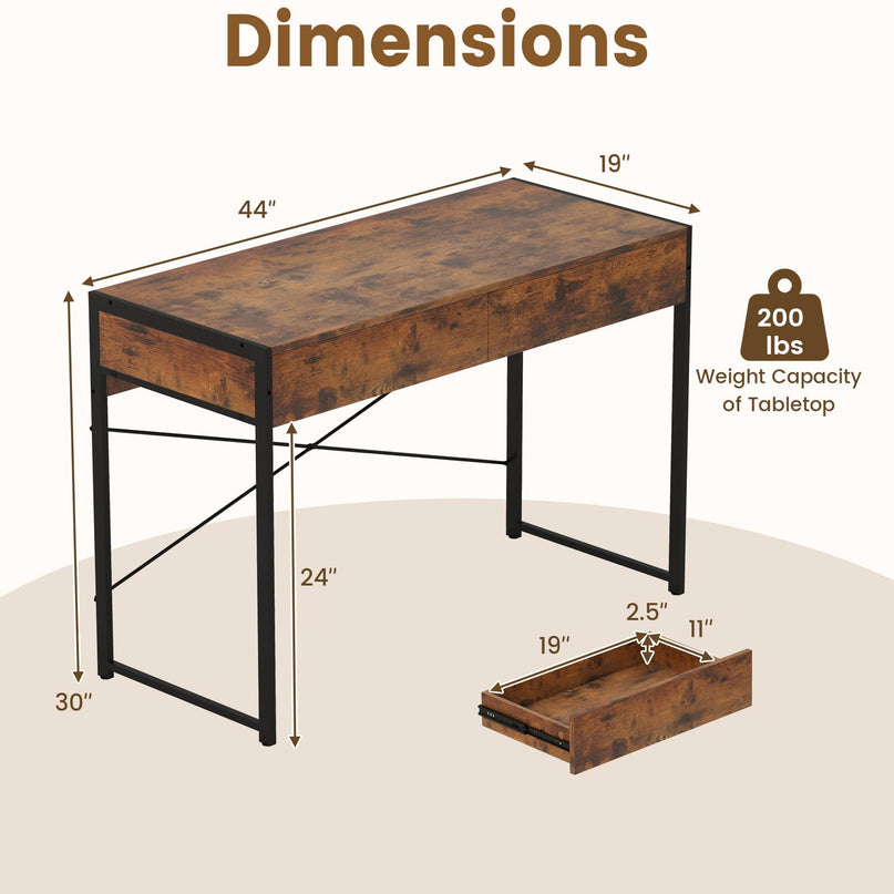 Giantex 44 Inch Home Office Desk with Anti-Toppling Device & Metal Frame