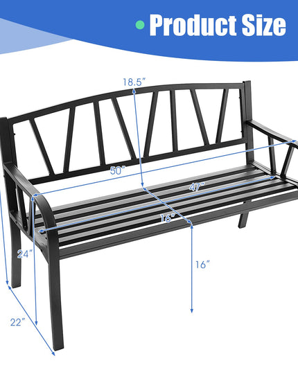 Giantex Garden Bench for Outside 50 Inch - Outdoor Bench with Rustproof Metal Frame, Black
