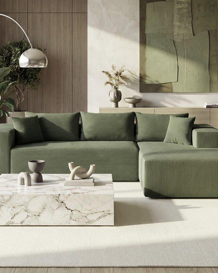 Giantex 110.5" Modular Sectional Sofa | Corduroy Upholstered L-Shaped Sofa Couch with Deep Seats