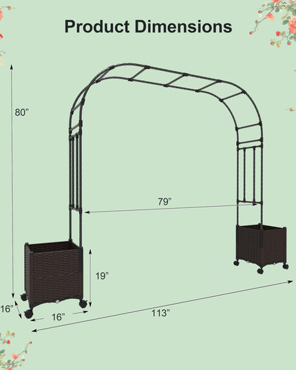 Giantex 6.6 FT Garden Arch with Trellis & 2 Planter Boxes
