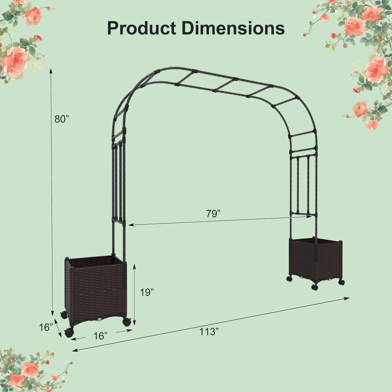 Giantex 6.6 FT Garden Arch with Trellis & 2 Planter Boxes