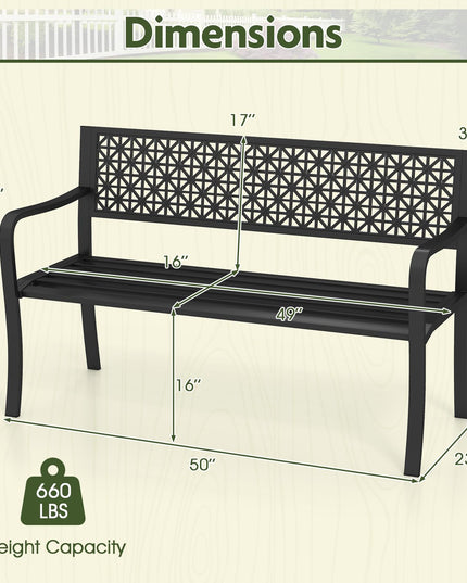 Giantex Patio Bench with Geometric Backrest for Garden