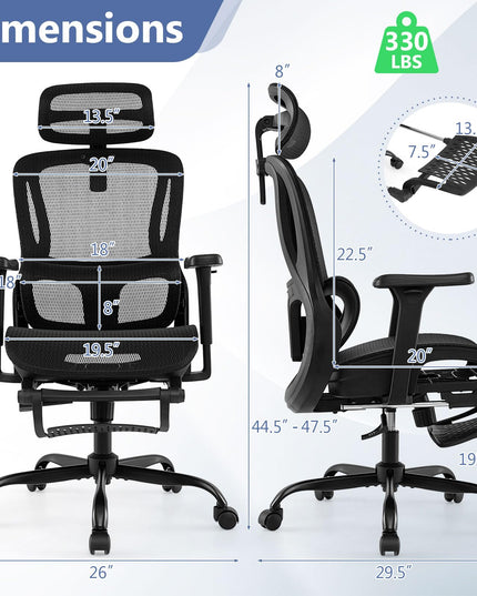 Giantex Ergonomic Desk Chair with Rotating Headrest & Adjustable Lumbar Support