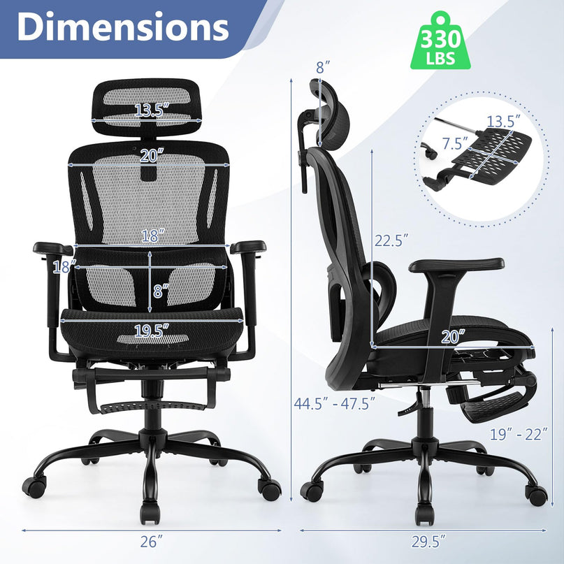 Giantex Ergonomic Desk Chair with Rotating Headrest & Adjustable Lumbar Support
