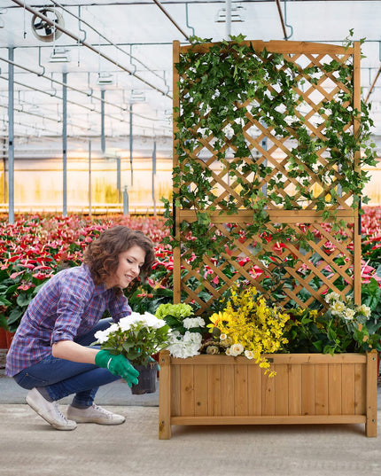 Planter Raised Bed with Trellis - Giantex