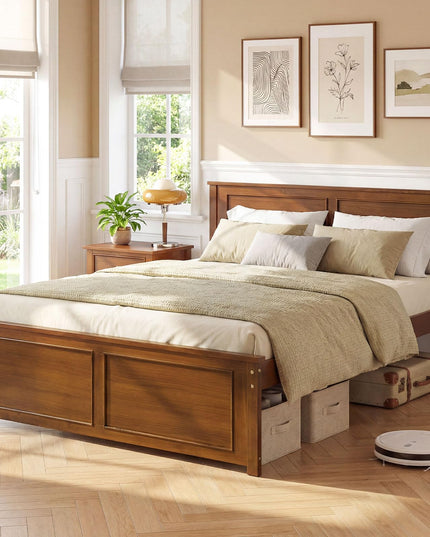 Giantex Wood Full/Twin/Queen Size Bed Frame w/Wooden Slat Support Mattress Foundation
