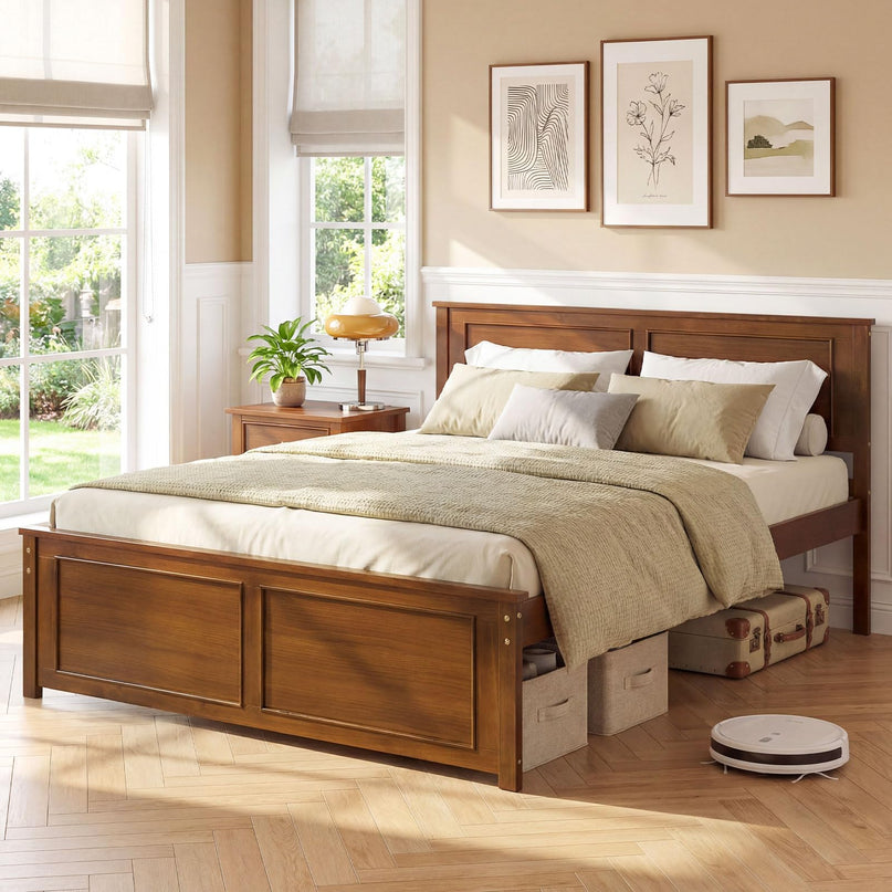 Giantex Wood Full/Twin/Queen Size Bed Frame w/Wooden Slat Support Mattress Foundation