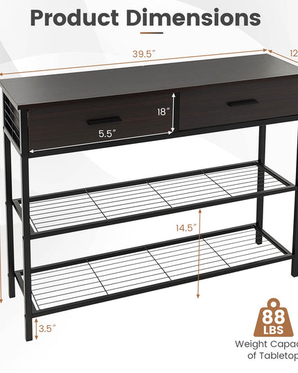 Giantex 39.5” Console Table with Storage Drawer - Entryway Table with 2 Drawers