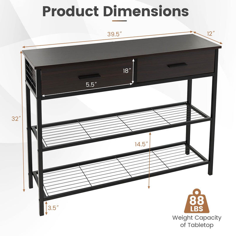 Giantex 39.5” Console Table with Storage Drawer - Entryway Table with 2 Drawers