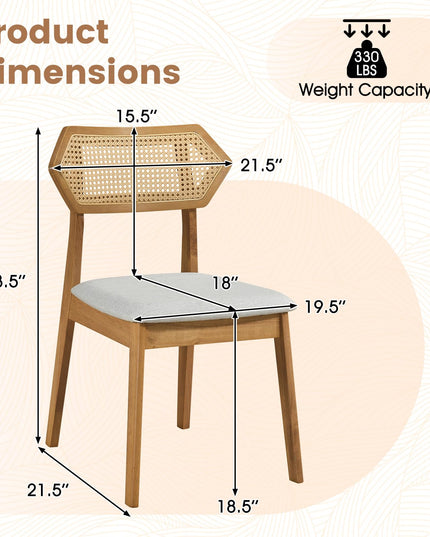 Giantex Wood Rattan Upholstered Dining Chairs Set of 2/4