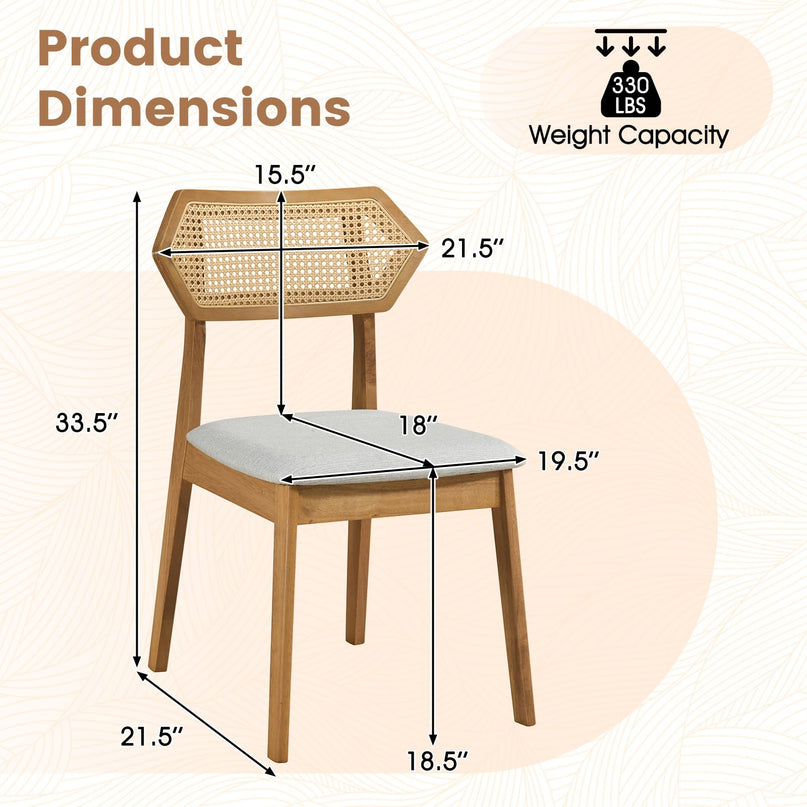 Giantex Wood Rattan Upholstered Dining Chairs Set of 2/4