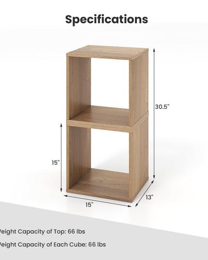 Giantex 2 Cube Bookshelf Organizer, 2-Tier Stackable Cube Storage Organizer