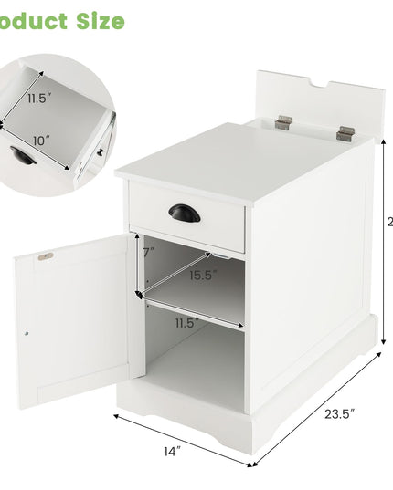 Table d'appoint Giantex avec station de recharge (lot de 2), table d'appoint à plateau relevable avec ports USB et prises électriques, blanc