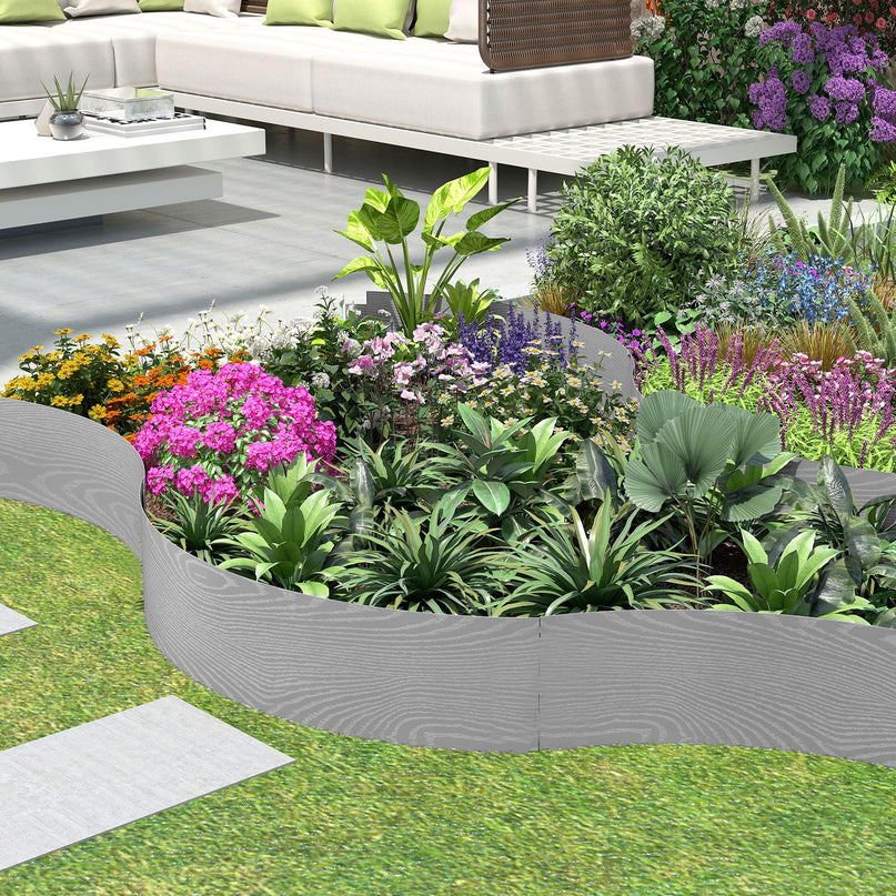 Giantex 6 Pack Galvanized Steel Landscape Edging No Dig Hammer-in Strips with Gloves