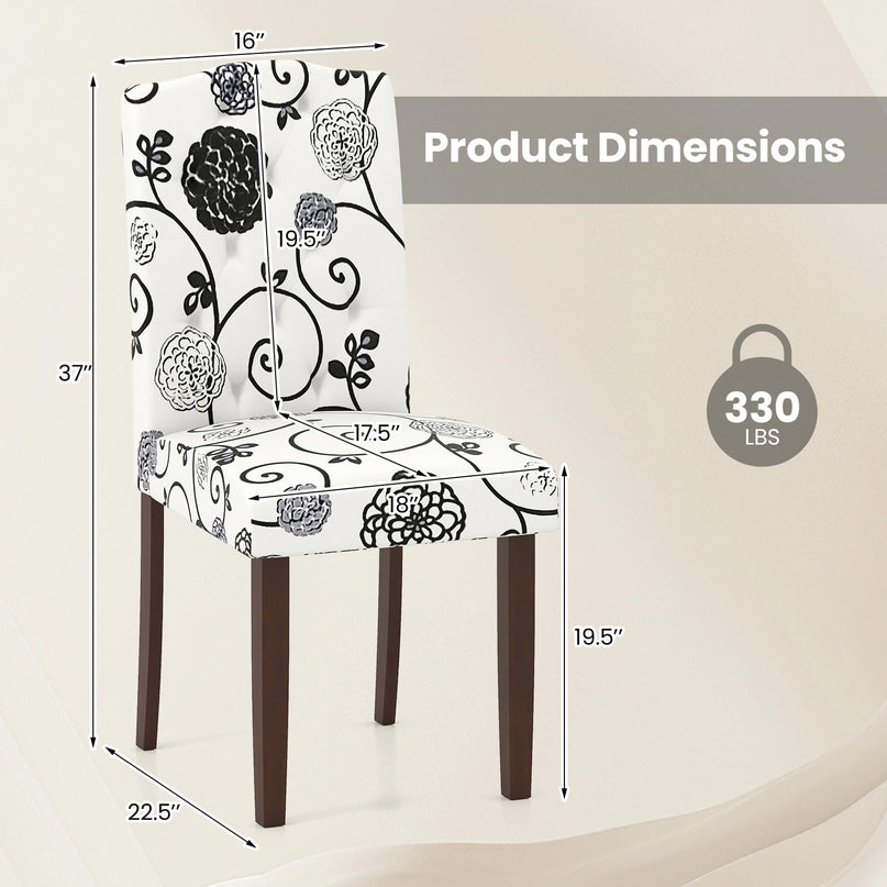 Giantex Tufted Dining Chairs Set of 2/4 Upholstered Kitchen Chair（18" x 22.5" x 37"）