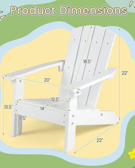 Chaise Adirondack pour enfants Giantex en PEHD – Chaise de jardin toutes saisons pour tout-petits au design ergonomique