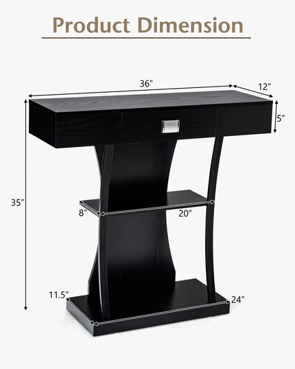 Narrow Console Table T-Shaped - Behind Couch Table - Giantex