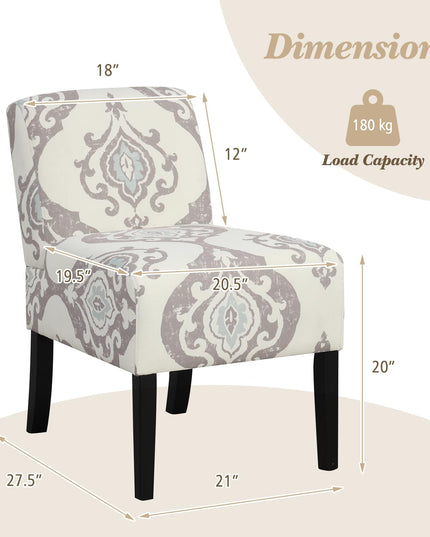 Giantex Armless Accent Chair Set of 1/2/4, Upholstered Living Room Chair with Rubber Wood Legs