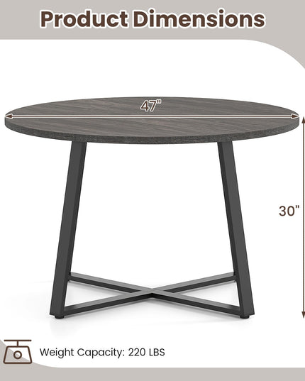 Giantex 47-inches Round Dining Table with Metal Pedestal Base