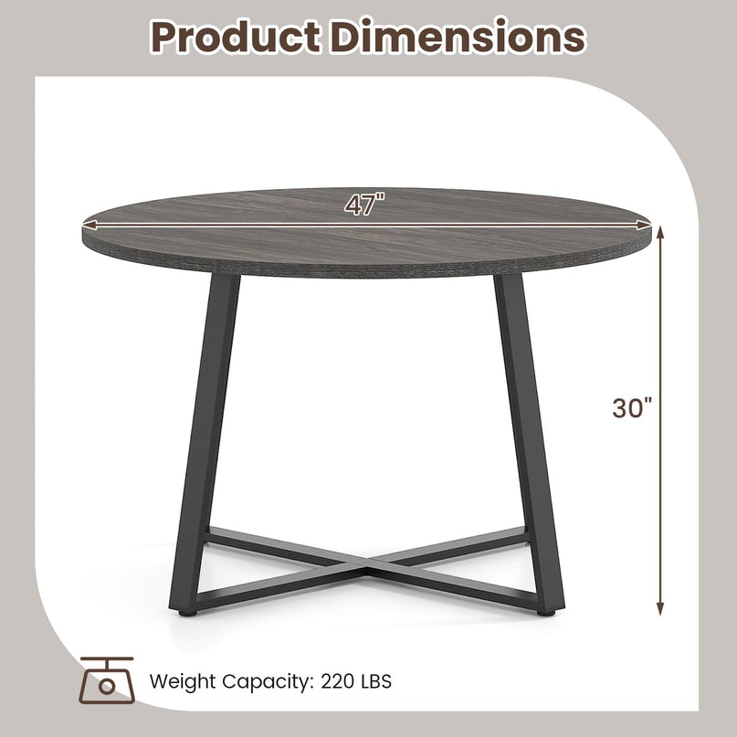 Table de salle à manger ronde Giantex de 47 pouces avec pied central en métal