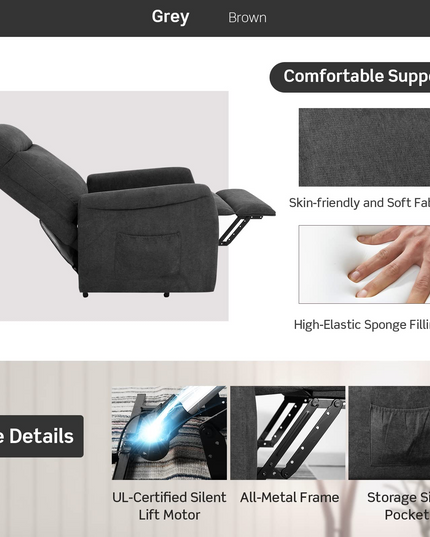 Giantex Power Lift Recliner Chair for Elderly, Ergonomic Lounge Chair